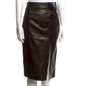 NWT - Size 38 -John Galliano Black Lambskin Skirt with Suede Accents.